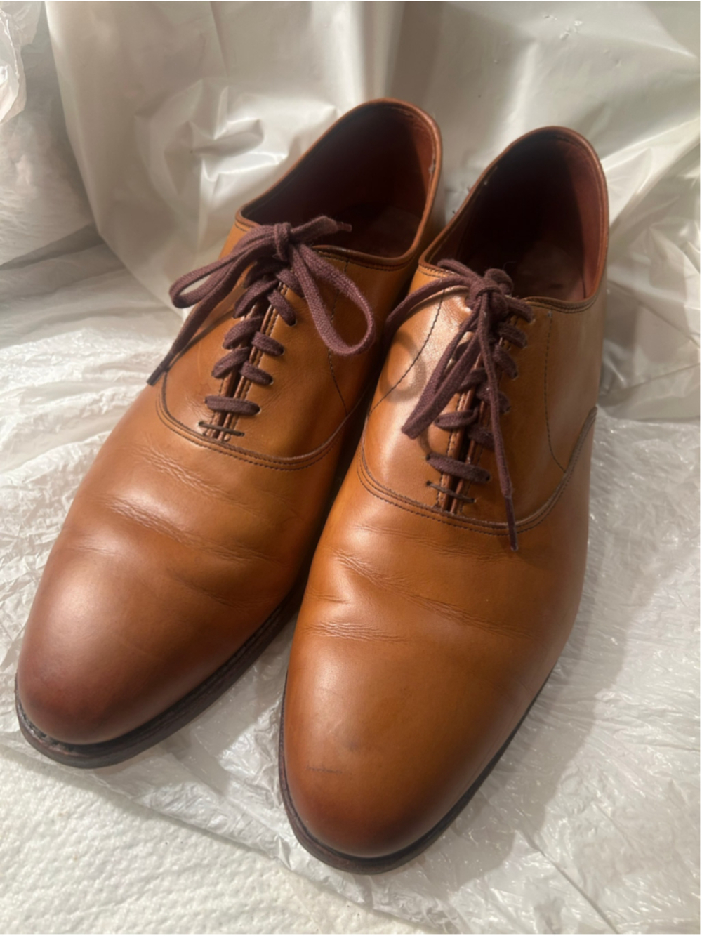 Men's Allen Edmonds Leather Plain Toe Oxford Shoes Office Walnut Brown Size 9.5D